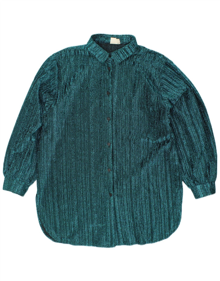 VINTAGE Womens Shirt Blouse UK 14 Large Blue Striped