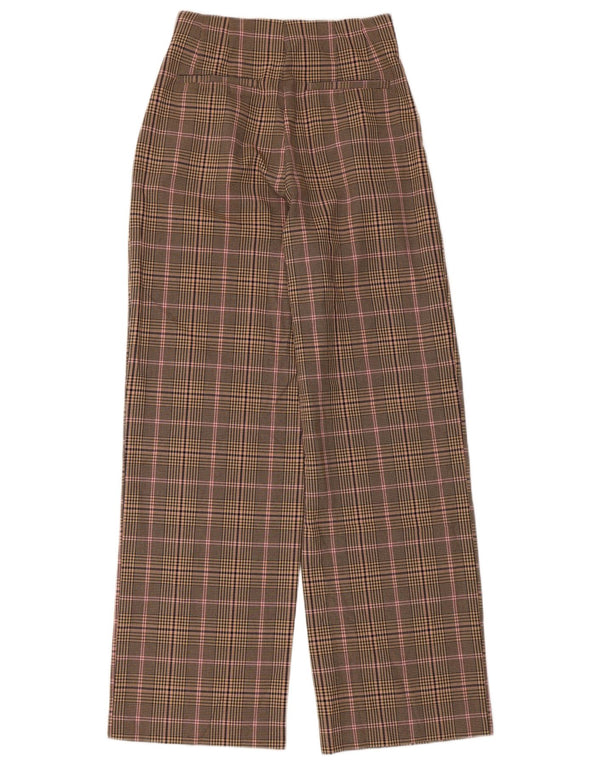 Zara Womens Pegged Casual Trousers XS W24 L30 Beige Check Polyester