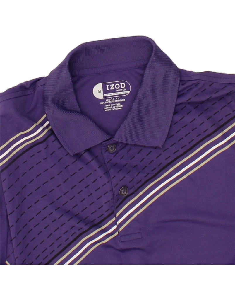 IZOD Mens Polo Shirt Medium Purple Striped Polyester Vintage Izod and Second-Hand Izod from Messina Hembry 