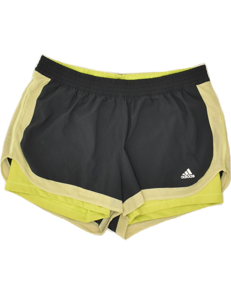 ADIDAS Womens Climalite Sport Shorts UK 20/22 XL Grey Colourblock Vintage Adidas and Second-Hand Adidas from Messina Hembry 