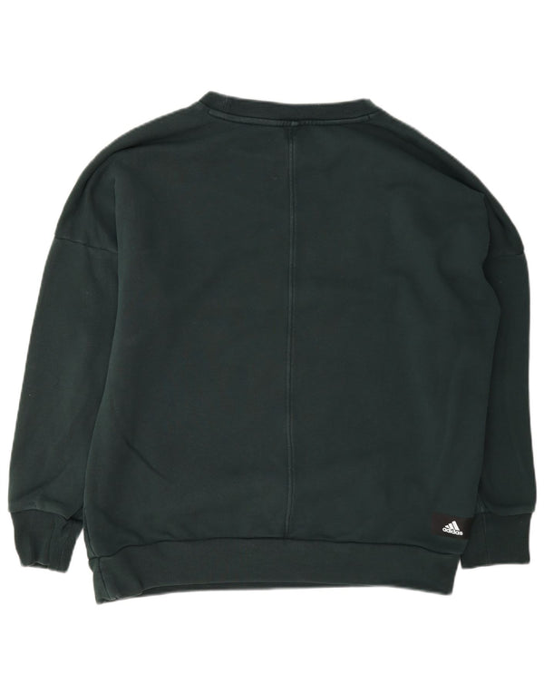 Adidas Womens Graphic Oversized Sweatshirt Jumper UK 4/6 XS Green Cotton