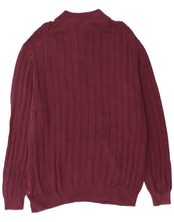 IZOD Mens Tall Zip Neck Jumper Sweater 2XL Burgundy Cotton