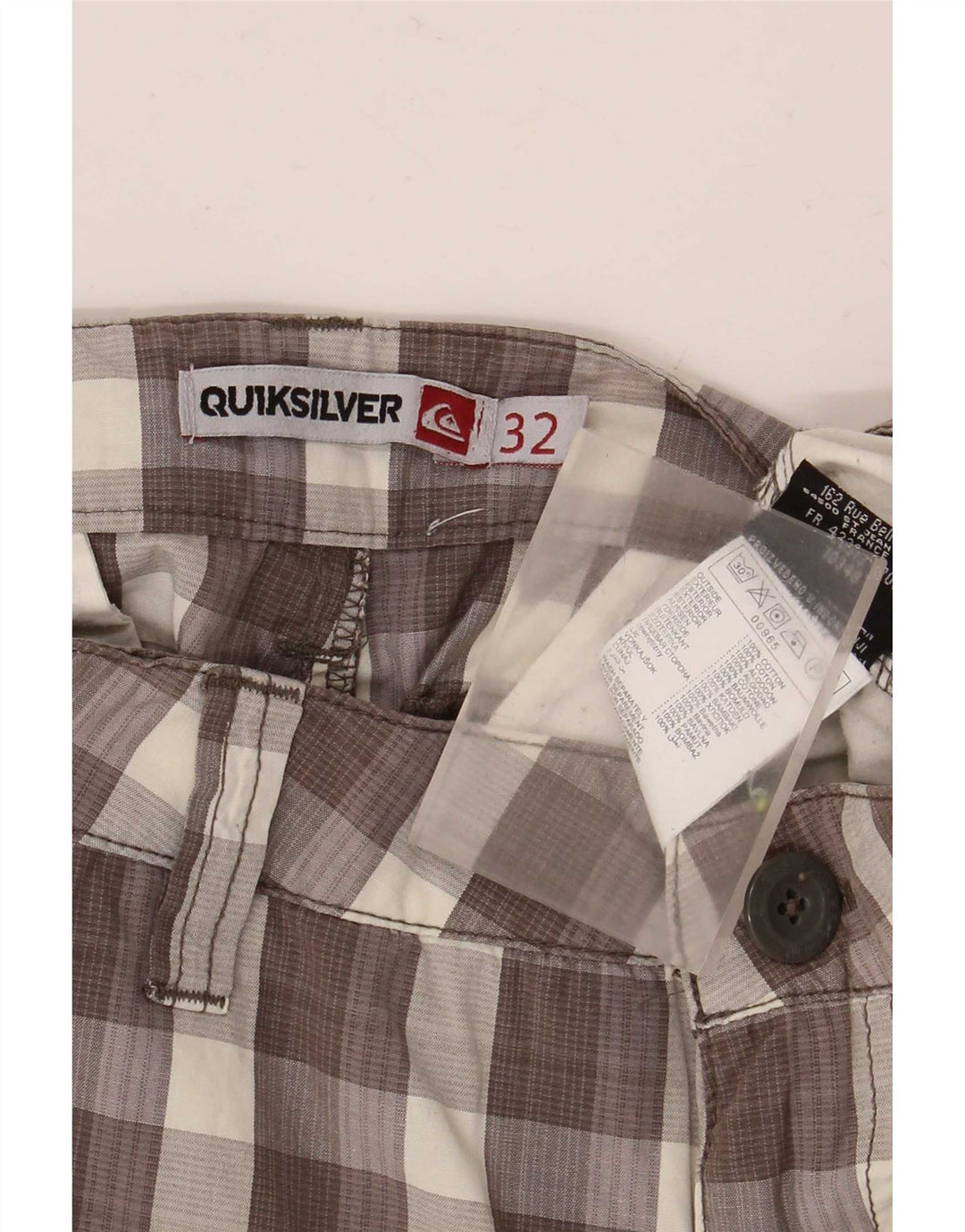 Quiksilver Mens Cargo Shorts W32 Medium Brown Check Cotton