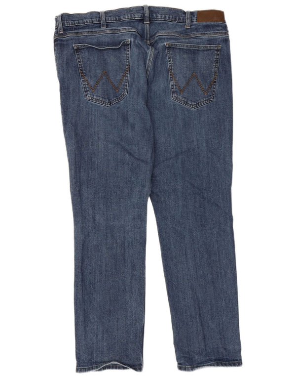 Wrangler Mens Regular Fit Straight Jeans W42 L30 Blue Cotton