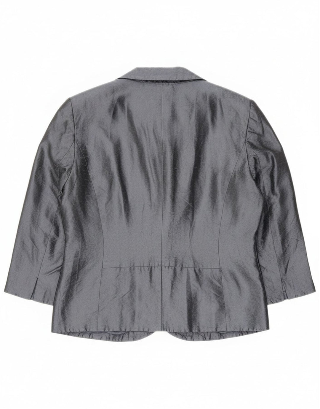 Blunauta Womens Crop 6 Button Blazer Jacket IT 42 Medium Grey Silk