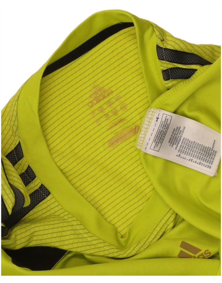 Adidas Mens Climacool T-Shirt Top Large Yellow Colourblock Polyester