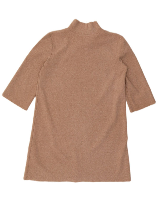 Zara Womens 3/4 Sleeve Shift Dress UK 10 Small Beige Polyester