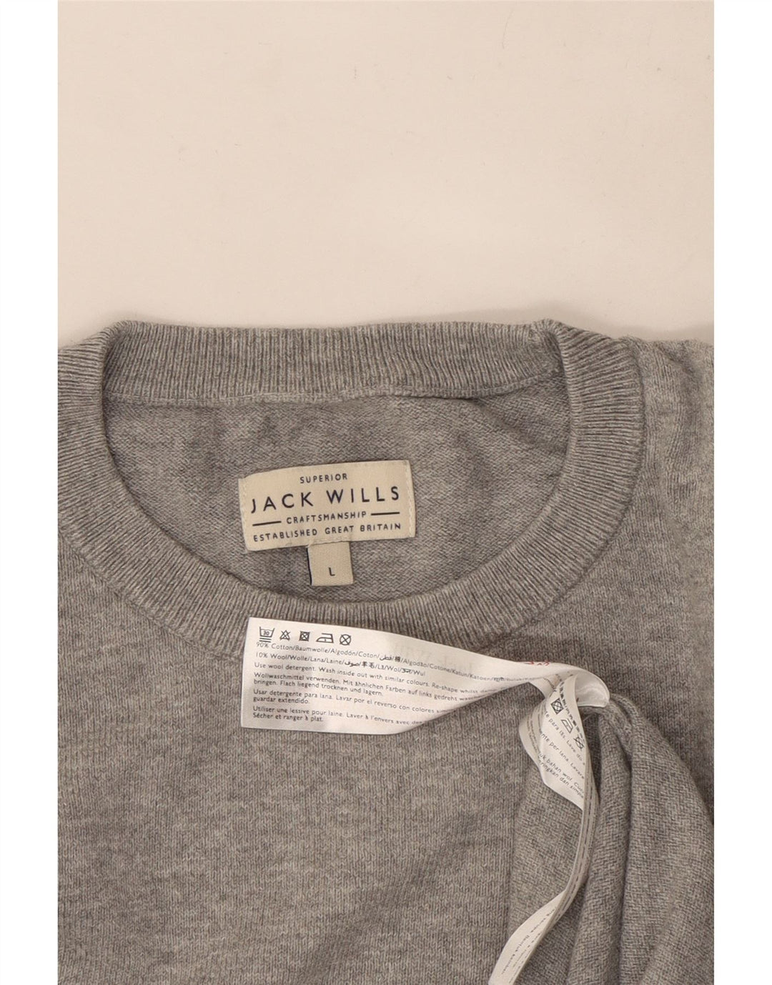 Jack Wills Mens Crew Neck Jumper Sweater Large Grey Cotton