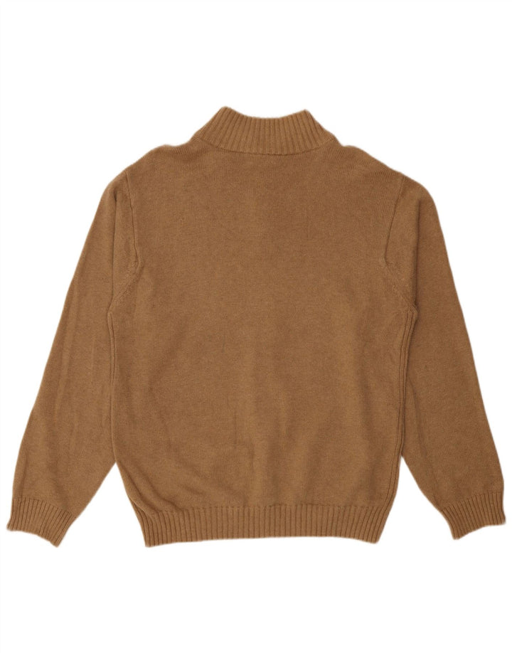 Izod Mens Zip Neck Jumper Sweater XL Beige Cotton