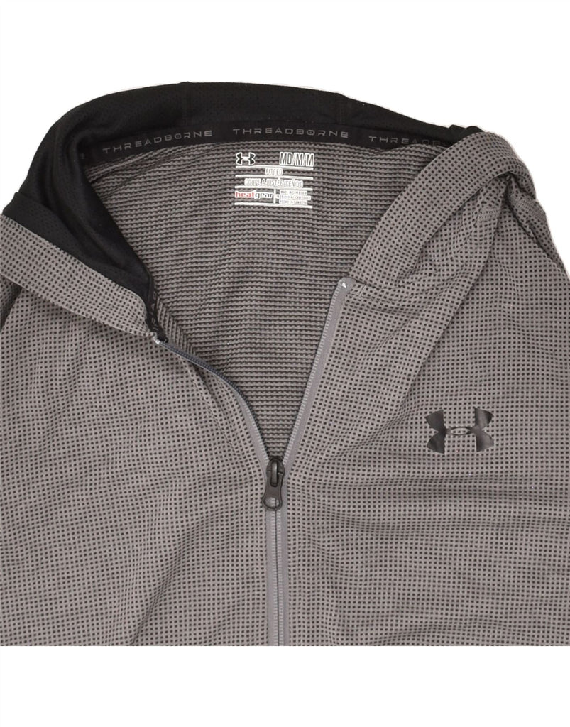 UNDER ARMOUR Mens Heat Gear Zip Hoodie Sweater Medium Grey Spotted | Vintage Under Armour | Thrift | Second-Hand Under Armour | Used Clothing | Messina Hembry 