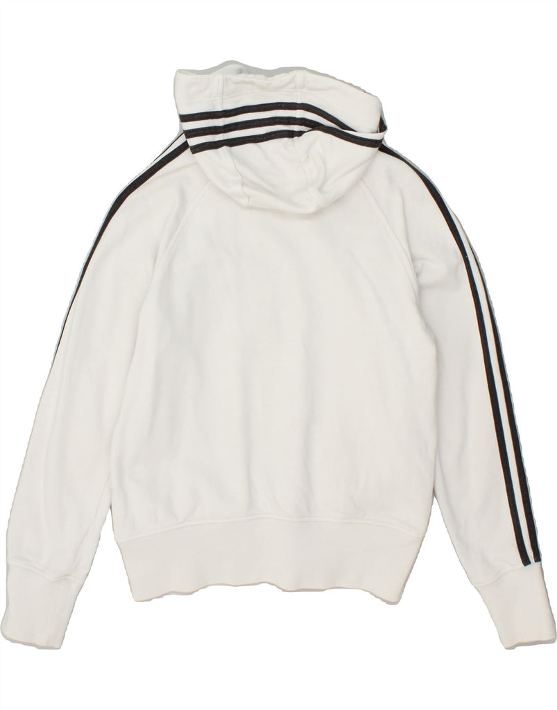 ADIDAS Womens Hoodie Jumper UK 14 Large White Cotton | Vintage Adidas | Thrift | Second-Hand Adidas | Used Clothing | Messina Hembry 