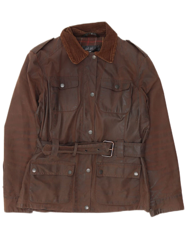 Crane Womens Military Oversized Waxed Jacket UK 10 Small Brown