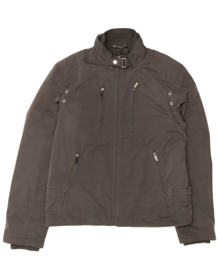 Zara Mens Windbreaker Jacket UK 40 Large Black Polyester