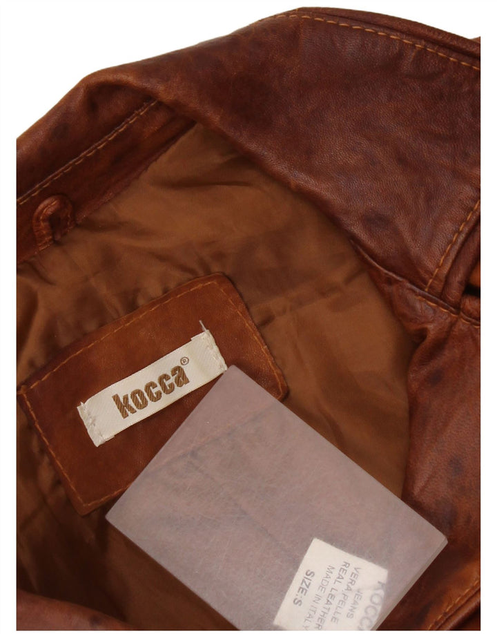 KOCCA Womens Leather Jacket UK 10 Small Brown Leather