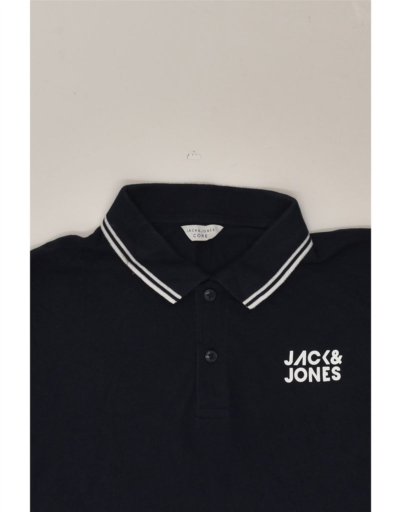 JACK & JONES Mens Long Sleeve Polo Shirt Medium Navy Blue Cotton | Vintage Jack & Jones | Thrift | Second-Hand Jack & Jones | Used Clothing | Messina Hembry 