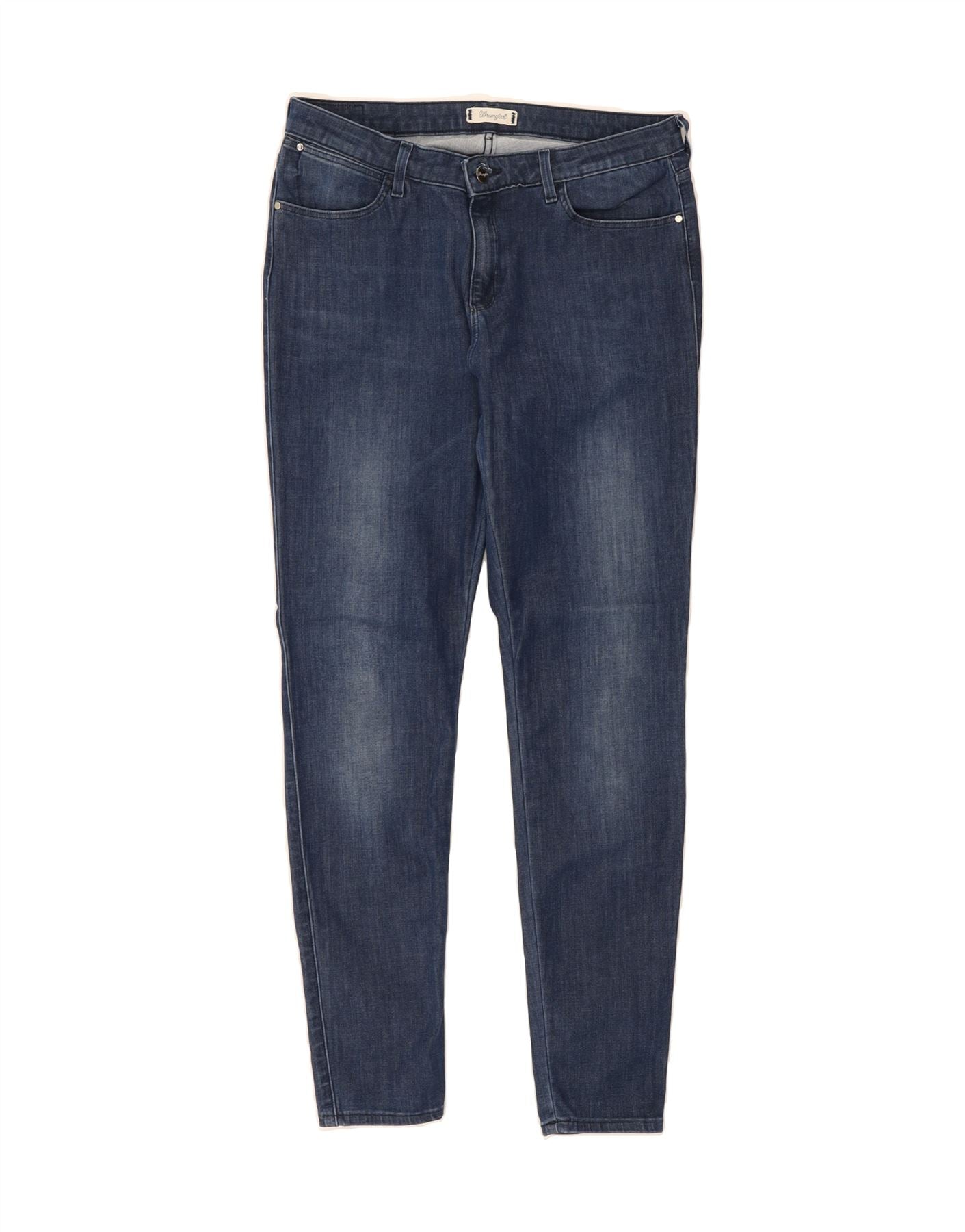 WRANGLER Womens Super Skinny Jeans W32 L32 Navy Blue Cotton