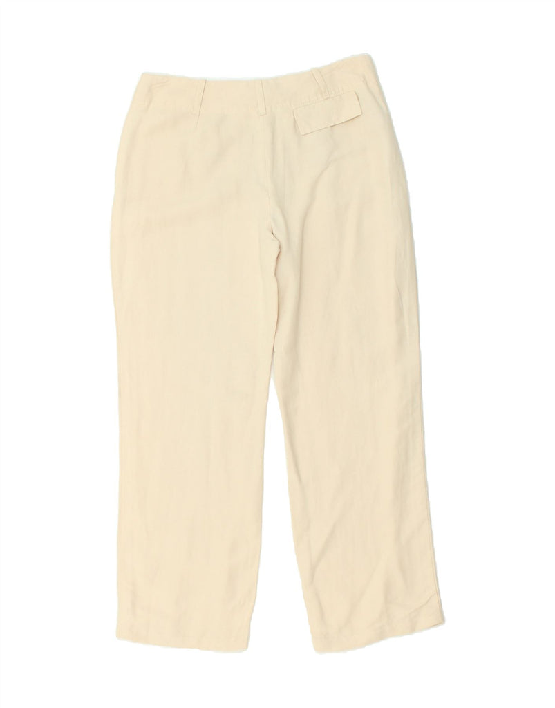 MARELLA Womens Straight Casual Trousers UK 12 Medium W30 L26 Beige Linen | Vintage Marella | Thrift | Second-Hand Marella | Used Clothing | Messina Hembry 