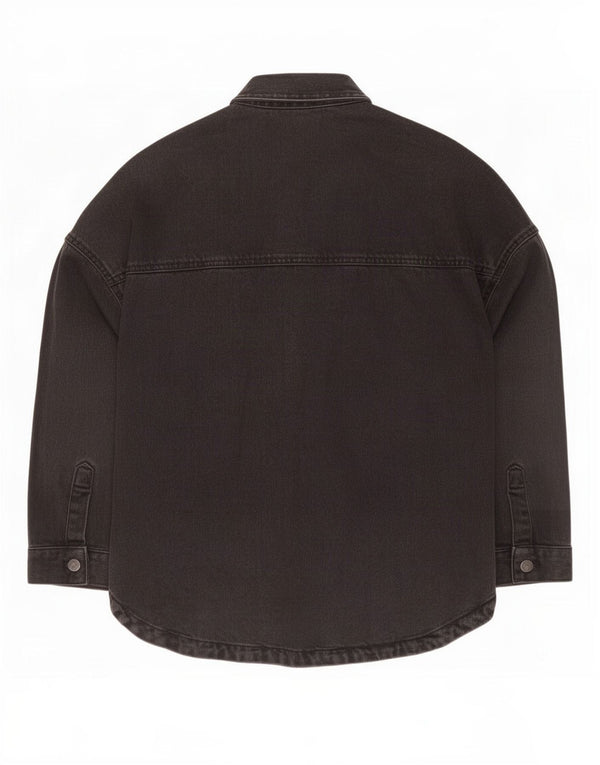 Zara Womens Overshirt Denim Shirt UK 10 Small Black Cotton