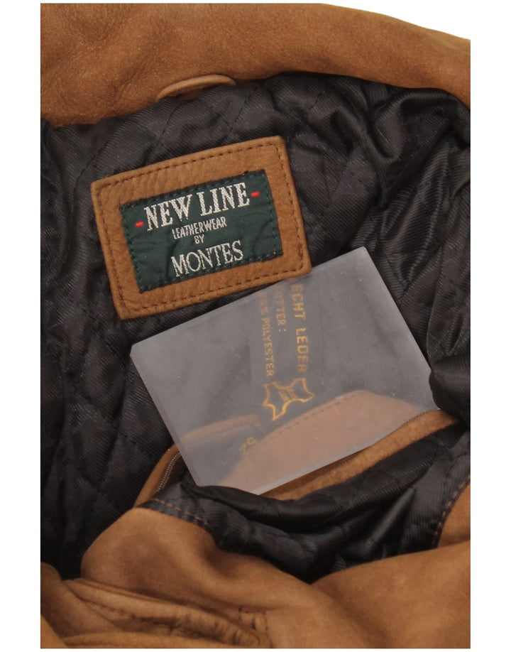 Montes Mens Leather Jacket IT 52 XL Brown Leather