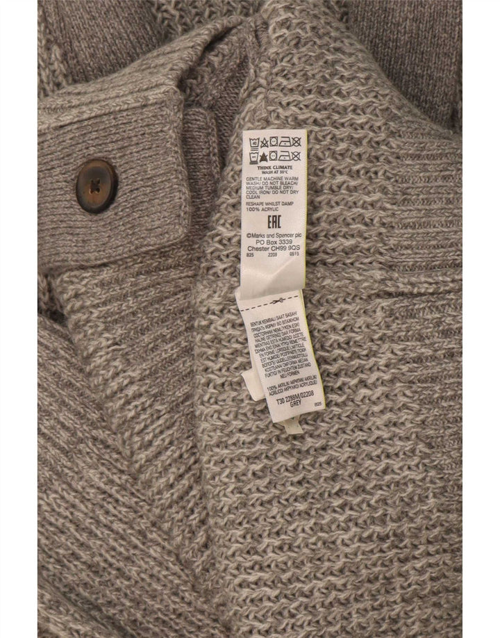 Marks & Spencer Mens Cardigan Sweater 2XL Grey Acrylic