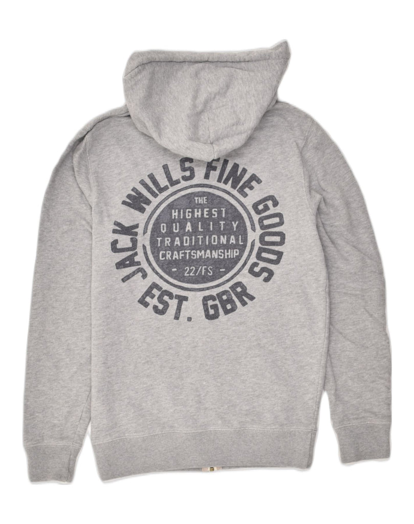 JACK WILLS Mens Graphic Zip Hoodie Sweater XS Grey Cotton | Vintage Jack Wills | Thrift | Second-Hand Jack Wills | Used Clothing | Messina Hembry 