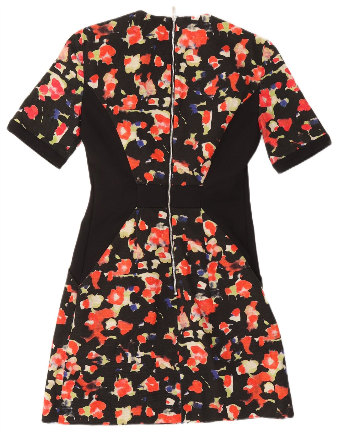 FRENCH CONNECTION Womens A-Line Dress UK 8 Small Black Floral Cotton