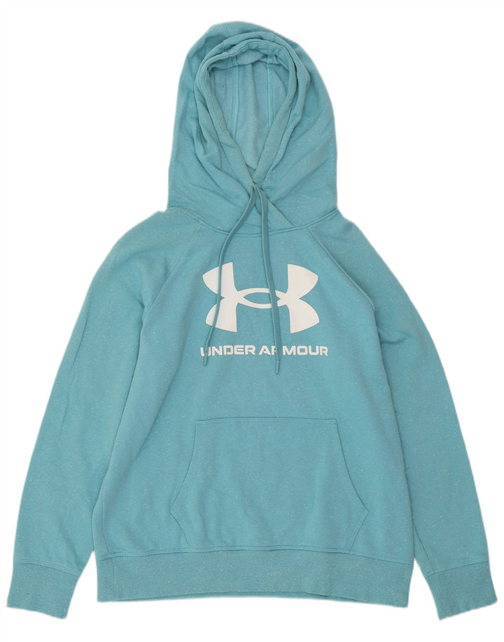 UNDER ARMOUR Womens Oversized Hoodie Jumper UK 14 Medium Blue Flecked