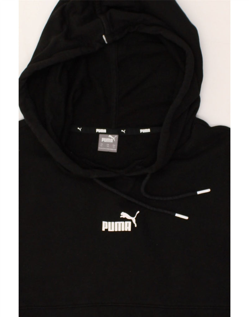 PUMA Womens Graphic Hoodie Jumper UK 18 XL Black Cotton | Vintage Puma | Thrift | Second-Hand Puma | Used Clothing | Messina Hembry 