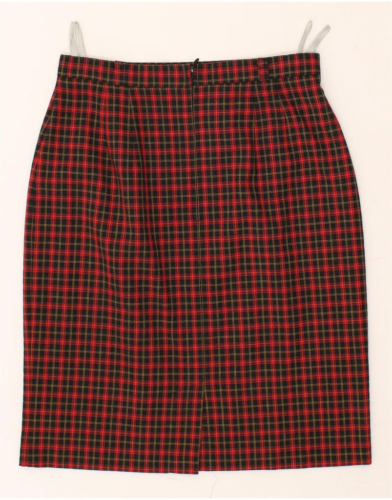 VINTAGE Womens Straight Skirt UK 12 Medium W28 Red Check Polyamide | Vintage Vintage | Thrift | Second-Hand Vintage | Used Clothing | Messina Hembry 