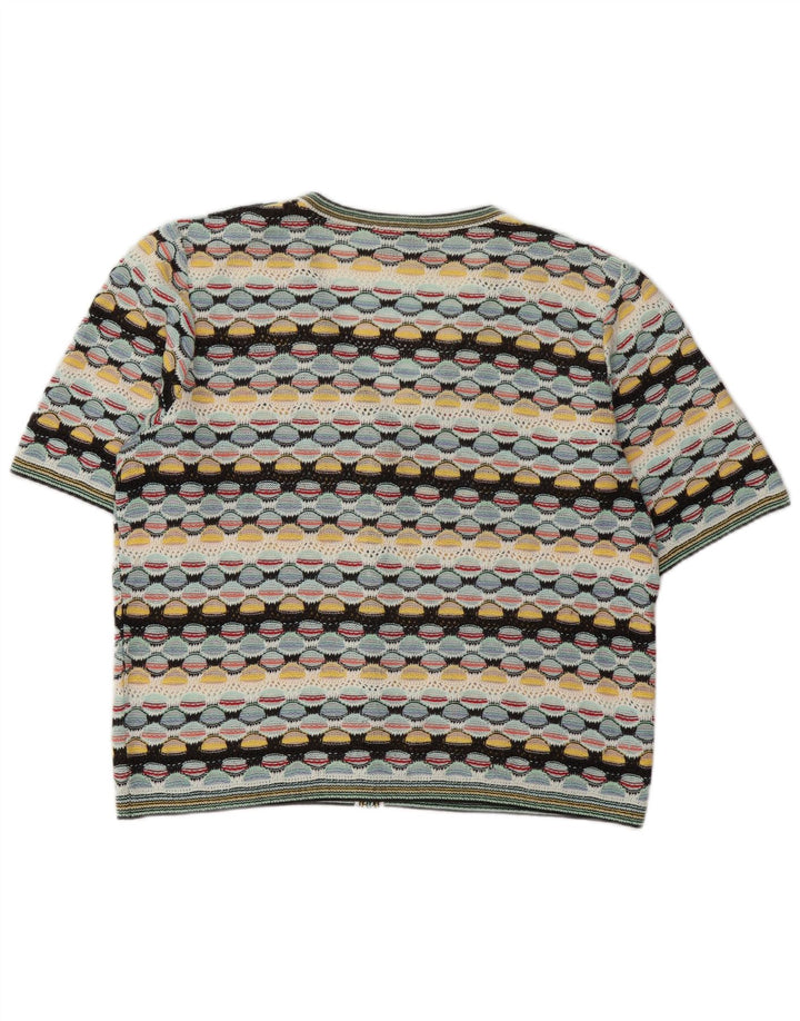 Vintage Womens Cardigan Sweater UK 14 Large Multicoloured Geometric