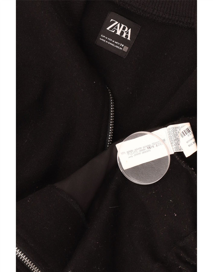 Zara Womens Oversized Bomber Jacket UK 14 Medium Black Polyester
