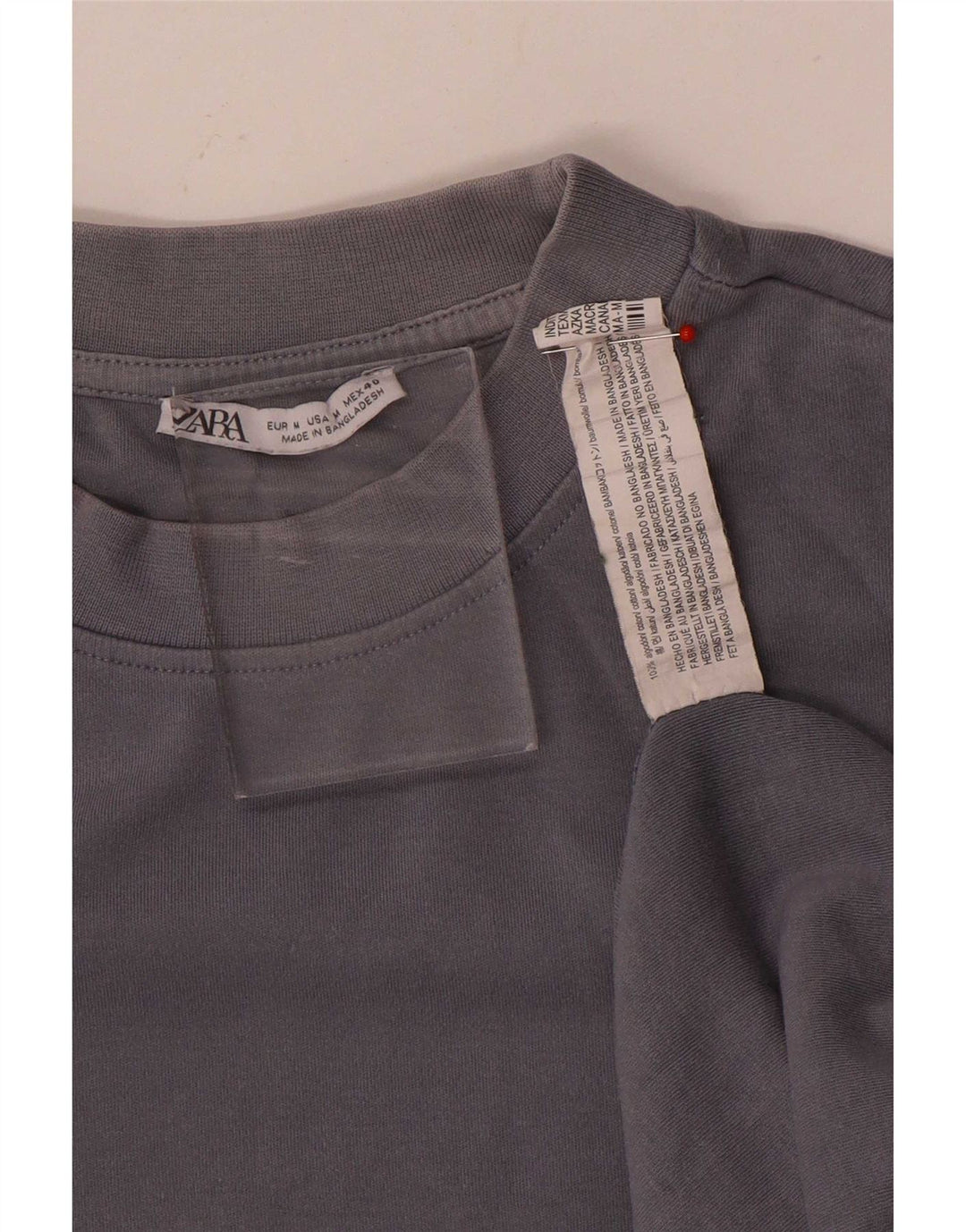 Zara Mens T-Shirt Top Medium Blue Cotton