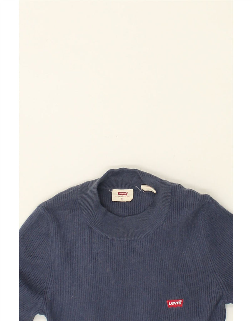 LEVI'S Womens Crew Neck Jumper Sweater UK 6 XS Blue Acrylic | Vintage Levi's | Thrift | Second-Hand Levi's | Used Clothing | Messina Hembry 