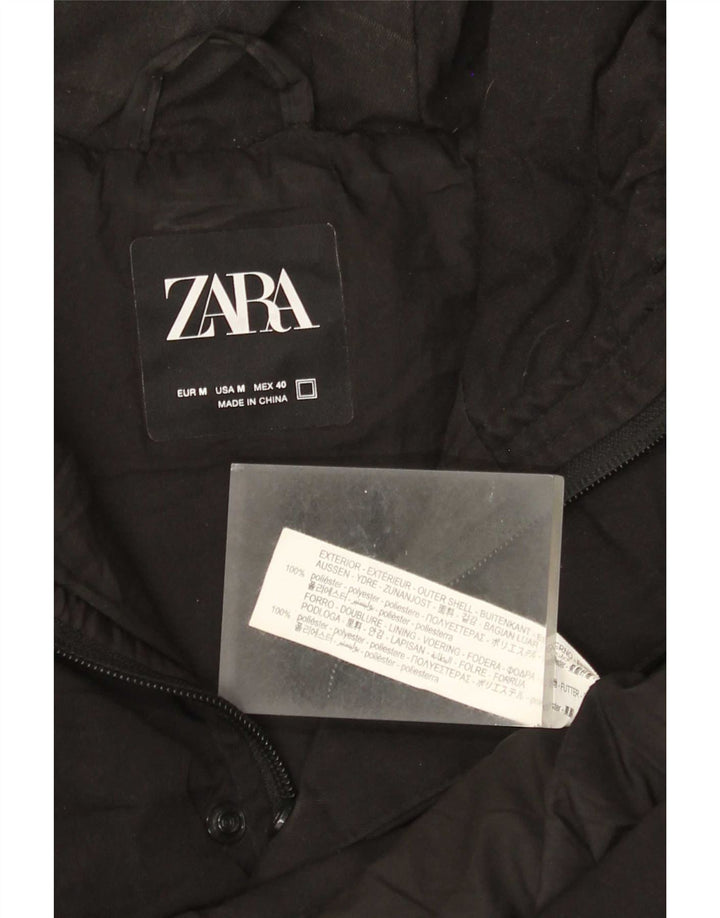 Zara Mens Hooded Padded Gilet UK 38 Medium Black Polyester
