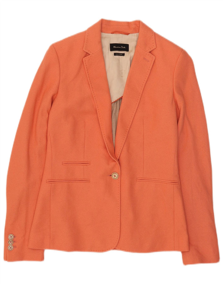 MASSIMO DUTTI Womens 1 Button Blazer Jacket EU 38 Small Orange Cotton
