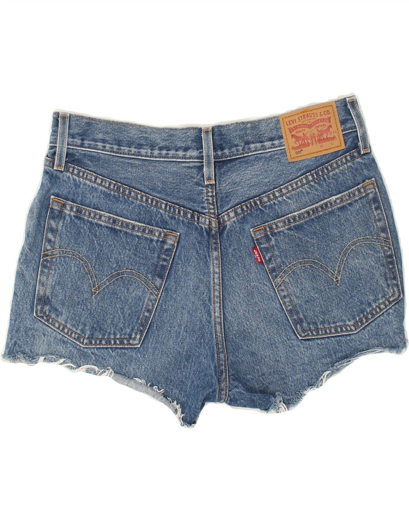 LEVI'S Womens 501 Distressed Denim Shorts W27 Small Blue Cotton Vintage Levi's and Second-Hand Levi's from Messina Hembry 