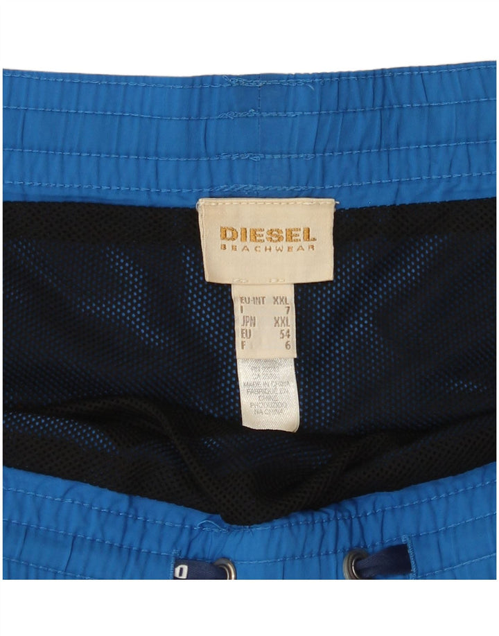 Diesel Mens Graphic Swimming Shorts 2XL  Blue Polyester
