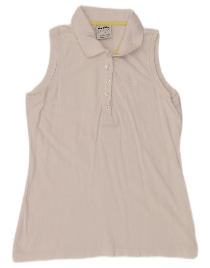 Diadora Womens Sleeveless Polo Shirt Small White