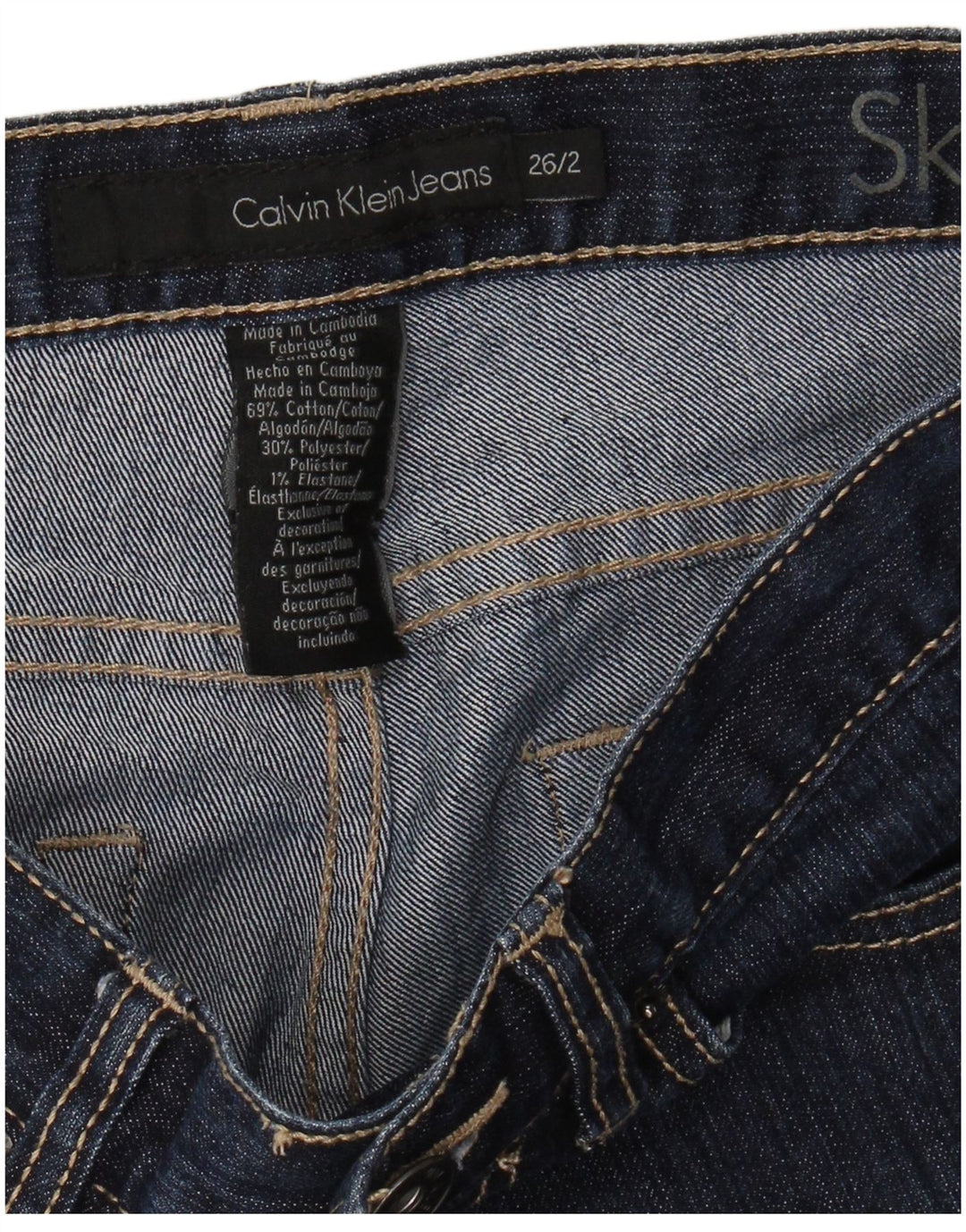 CALVIN KLEIN Womens Skinny Jeans US 2 XS W26 L31 Navy Blue Cotton
