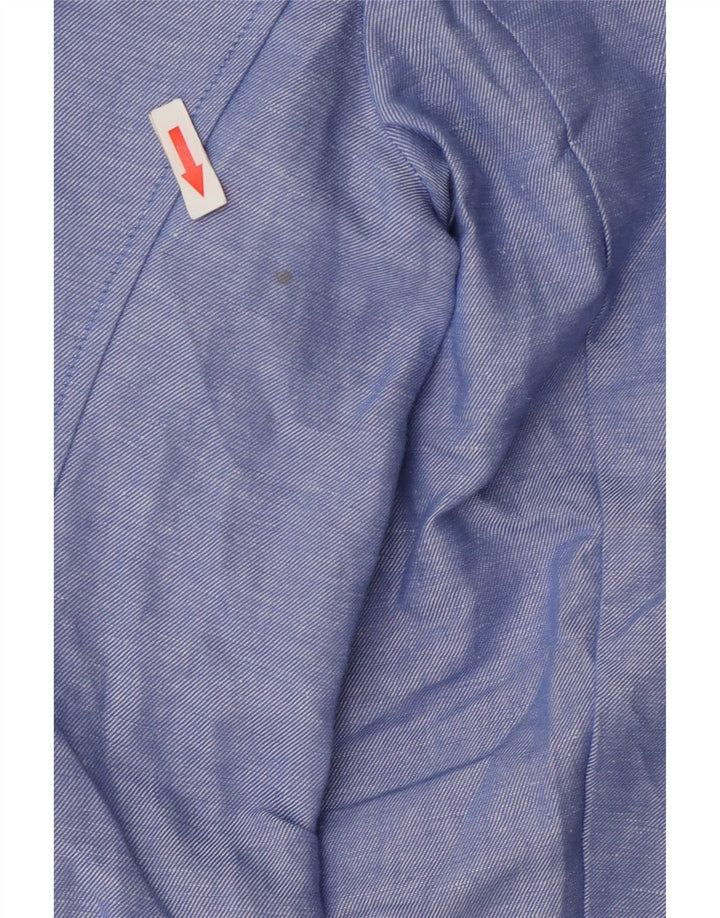 Marks & Spencer Womens 2 Button Blazer Jacket UK 14 Large Blue Linen