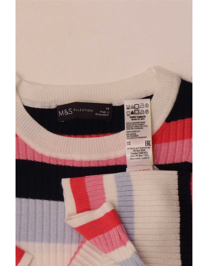Marks & Spencer Womens T-Shirt Top UK 14 Medium Multicoloured Striped
