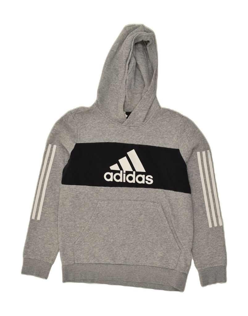 ADIDAS Boys Graphic Hoodie Jumper 13-14 Years Grey Cotton | Vintage Adidas | Thrift | Second-Hand Adidas | Used Clothing | Messina Hembry 