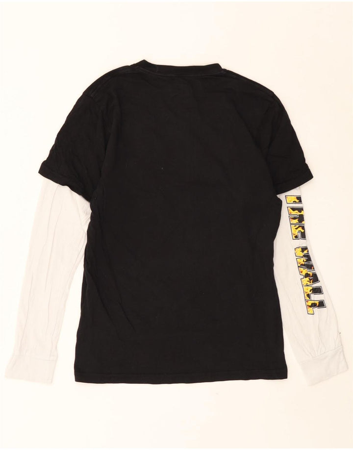 VANS Boys Graphic Top Long Sleeve 13-14 Years XL Black Colourblock