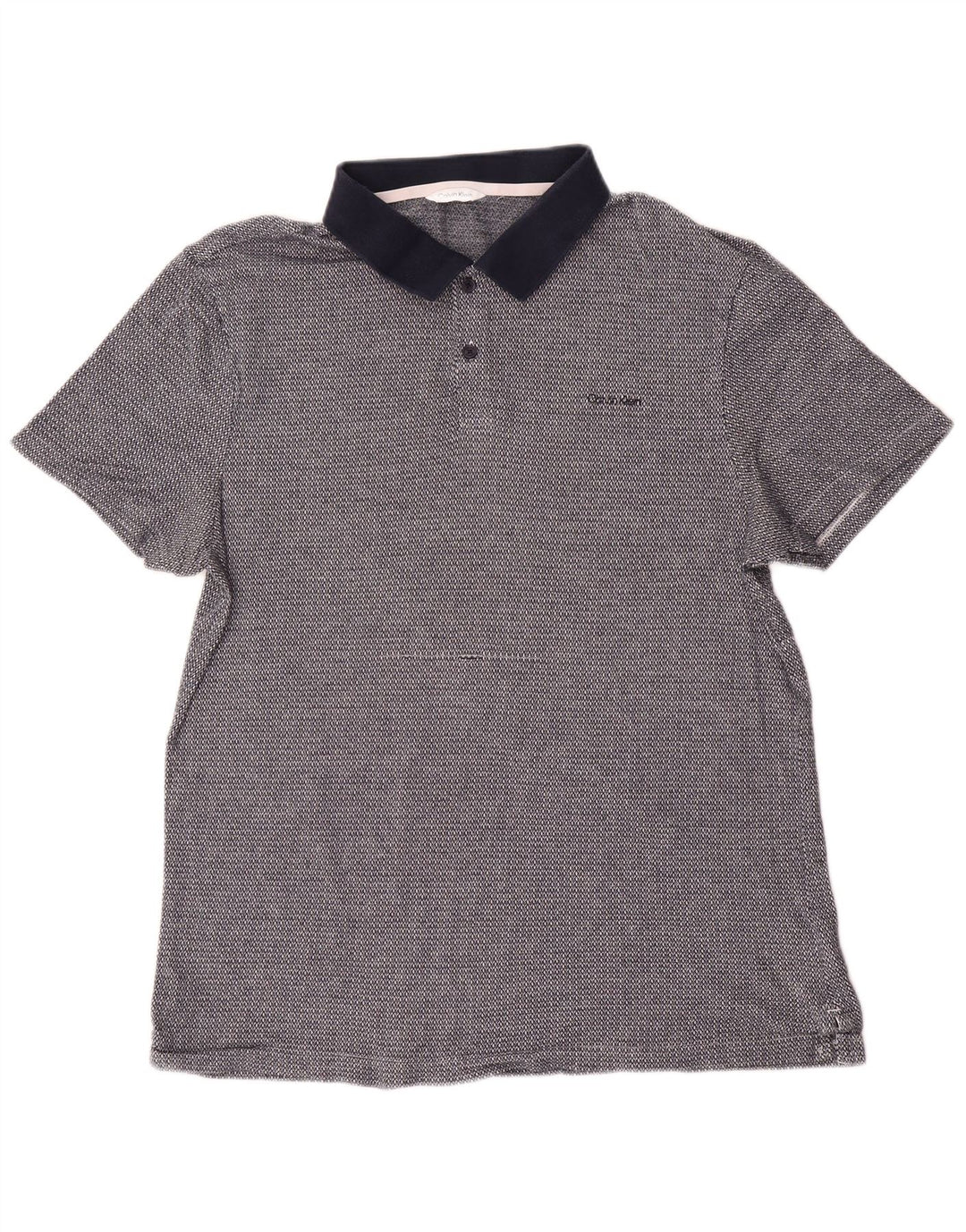 Calvin Klein Mens Short Sleeve Polo Shirt Medium Navy Blue Flecked