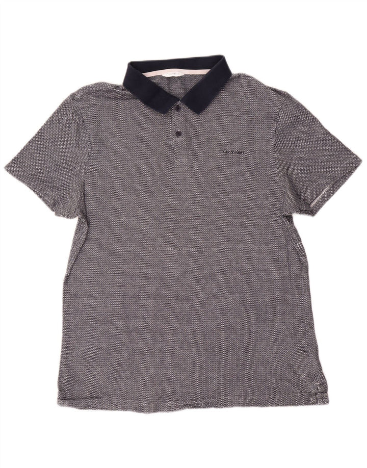 Calvin Klein Mens Short Sleeve Polo Shirt Medium Navy Blue Flecked