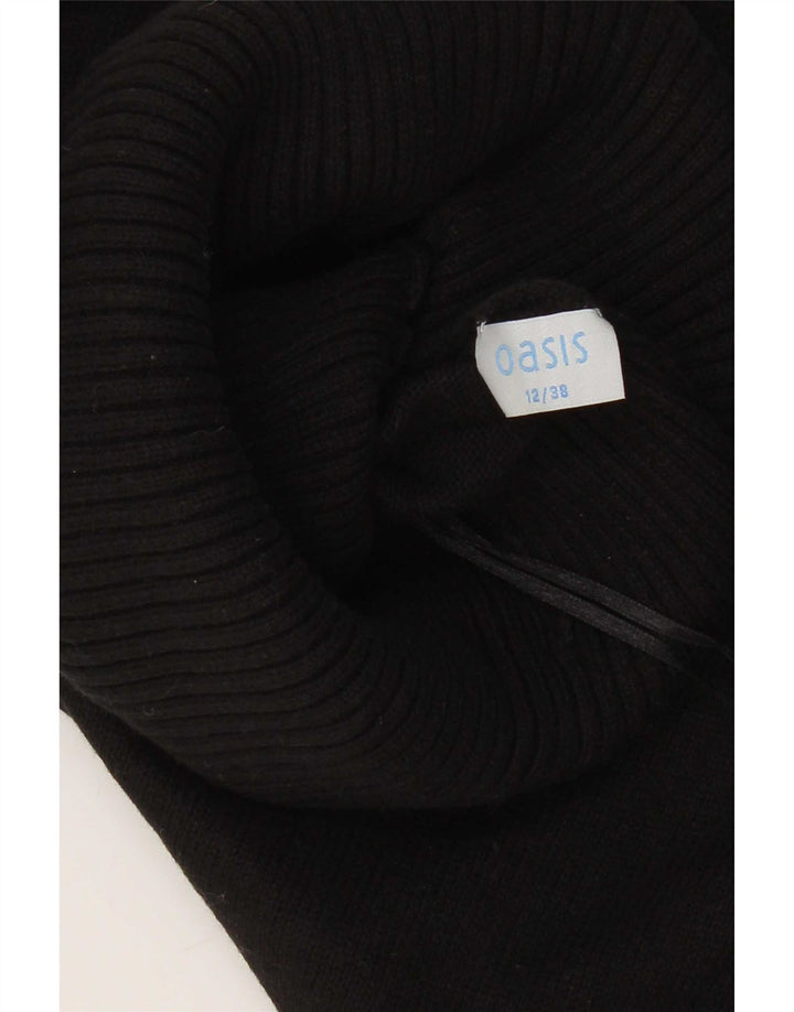 Oasis Womens Short Sleeve Roll Neck Jumper Sweater UK 12 Medium Black