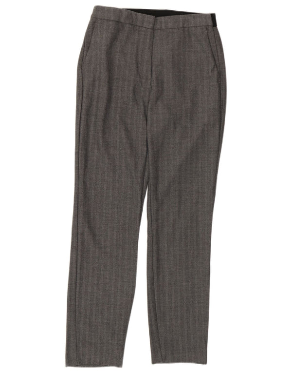 Zara Womens Slim Chino Trousers UK 10 Small W26 L26 Grey Herringbone
