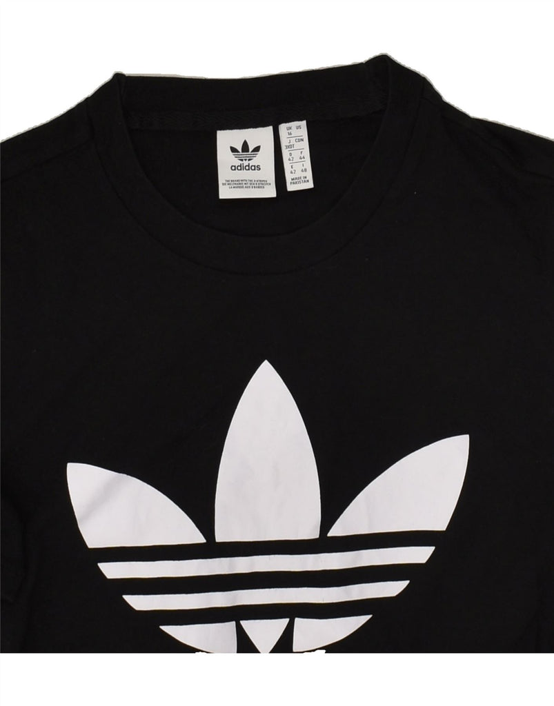 ADIDAS Womens Graphic T-Shirt Top UK 16 Large Black Cotton Vintage Adidas and Second-Hand Adidas from Messina Hembry 