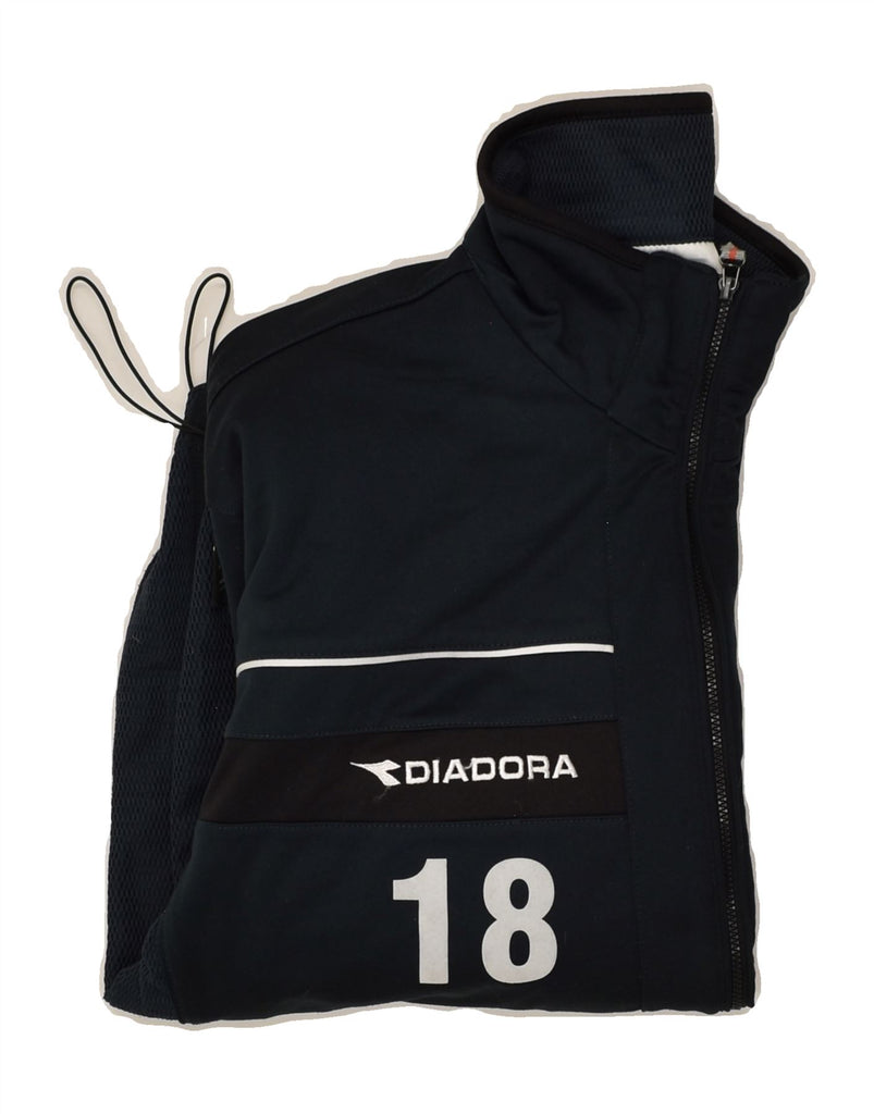 DIADORA Mens Tracksuit Top Jacket Medium Black Polyester | Vintage Diadora | Thrift | Second-Hand Diadora | Used Clothing | Messina Hembry 