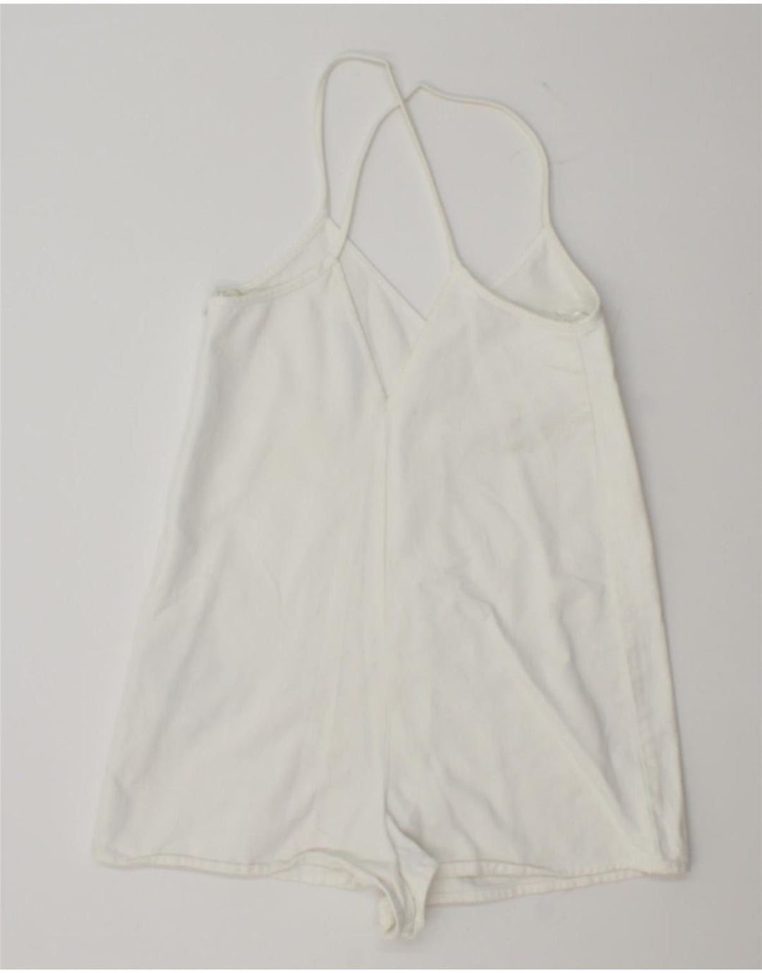 ZARA Womens Playsuit UK 10 Small White Cotton